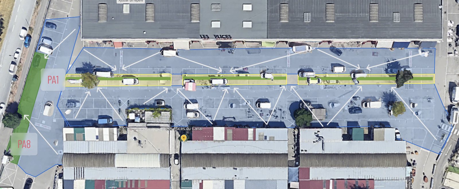 Implantations - partie nord du site (PA1 et PA8)